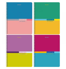 Тетрадь А5, 48л  на гребне, клетка,  BRAUBERG Color,  глянцевая, ассорти, РФ