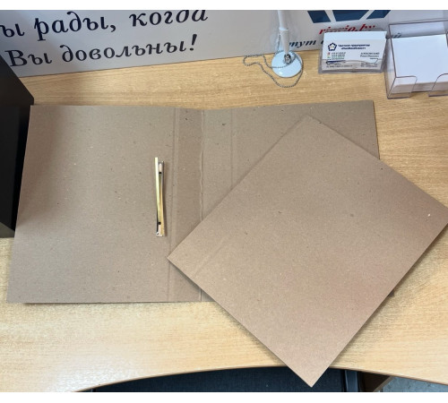 Скоросшиватель серый картонный с металлическим замком, кор. 9 см, РБ