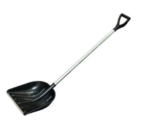 Лопата снеговая пластм 410х460мм Mawipro, алюмин.черенок, V-ручка, с ал. планкой, ф-32мм, РФ