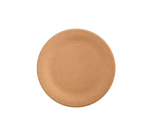 Тарелка 230мм БУМАЖНАЯ крафт двухстороний с бортом (100шт/уп). РФ