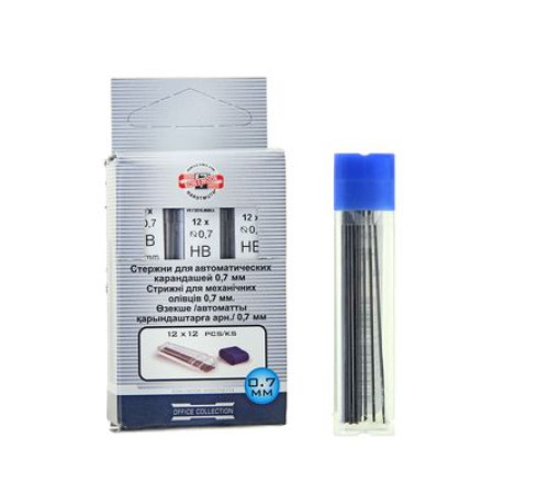 Грифели 0,7мм  для автоматических карандашей Koh-i-Noor толщина грифеля 0,7 мм, твердость B, 12 шт.