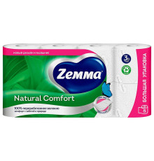 Туалетная бумага 3 сл «Zemma Natural Comfort», 8 рул/упак, РФ