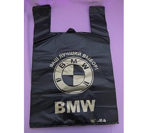 Пакет 400+200*650, 0,035, ПЭНД, , черный, рисунок "BMW", 100шт/упак,  РБ