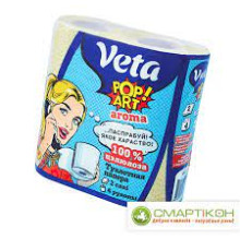 Туалетная бумага "VETA POP ART" двухслойная  на втулке 100% целлюлоза, 1упак/4 рулона, РБ