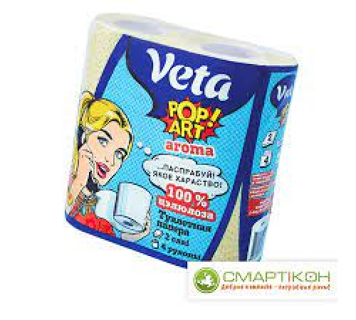 Туалетная бумага "VETA POP ART" двухслойная  на втулке 100% целлюлоза, 1упак/4 рулона, РБ