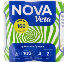 Туалетная бумага 2 сл "NOVA VETA EMOTION NATURAL" на втулке 100% целлюлоза, 1упак/4 рул, РБ