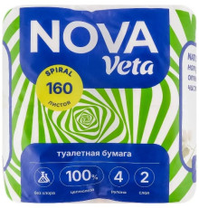 Туалетная бумага 2 сл "NOVA VETA EMOTION NATURAL" на втулке 100% целлюлоза, 1упак/4 рул, РБ