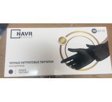 Перчатки нитрил. черные р-р S,  неопудр. тексткр, 100 шт/упак, NARV, Китай