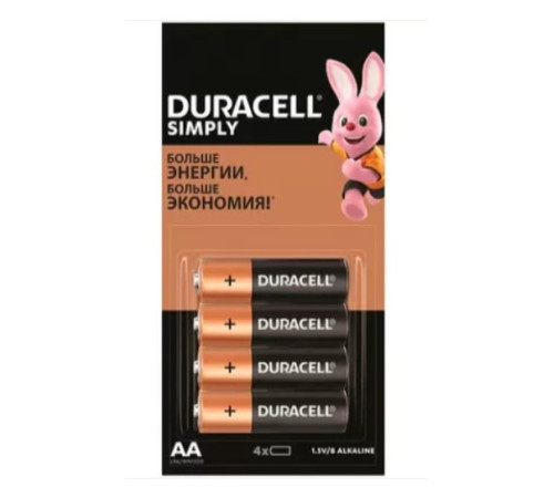 Батарейка LR6 АА DURACELL Basic 1500 (Эл.питания)4шт/1уп, Китай