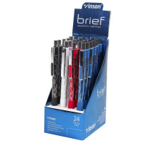 Ручка шарик/автомат Brief 0,7 мм, синий, масл. корпус цветной с резиновым держателем, Китай