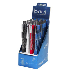 Ручка шарик/автомат Brief 0,7 мм, синий, масл. корпус цветной с резиновым держателем, Китай