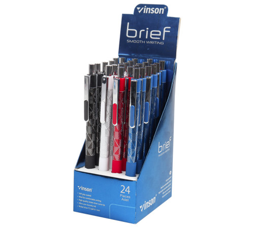 Ручка шарик/автомат Brief 0,7 мм, синий, масл. корпус цветной с резиновым держателем, Китай