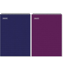 Блокнот  А4, 40л, клетка,(198*297)  Attache,  на спирали, обложка мелованный картон.цвет ассорти, РФ