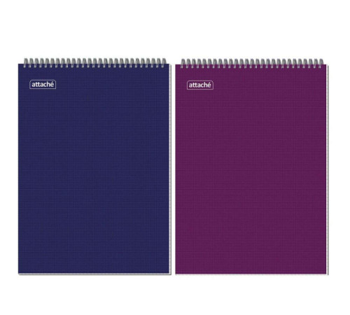 Блокнот  А4, 40л, клетка,(198*297)  Attache,  на спирали, обложка мелованный картон.цвет ассорти, РФ