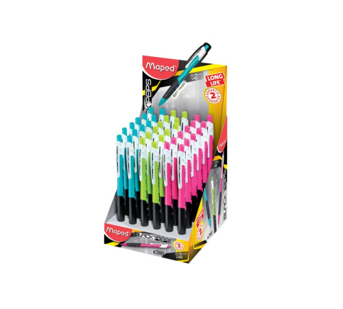 Карандаш авт. 0.5 ММ, MAPED "BLACK PEPS LONG LIFE", с ластиком, ассорти,  Китай