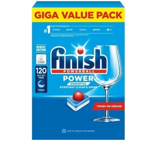 Таблетки для посудомоечных машин  Finish Powerball Power Essential,120 шт, Польша