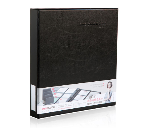 Визитница 245*250мм, 480 отделений  на кольцах Deli корпус черный, ПВХ,. Китай