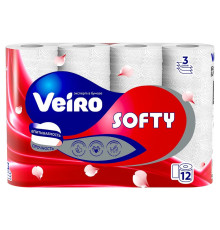 Туалетная бумага 3-х сл Veiro Soft,  со втулкой, 12рул/упак.,белая, Россия