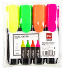 Набор маркеров-текстовых 4 цвета 1-5 мм Deli H-POINT (роз, оранж, желт, зел) ,Тайланд