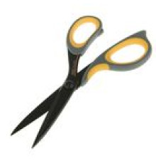 Ножницы 17,5 см Deli ручки пластик с прорезиненной вставкой(жёлто-серый),Китай