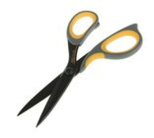 Ножницы 17,5 см Deli ручки пластик с прорезиненной вставкой(жёлто-серый),Китай