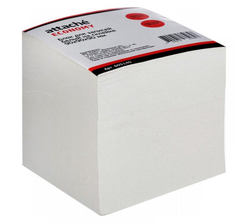 Блок для заметок белый 90*90*90мм ATTACHE эконом, проклеенный, РФ