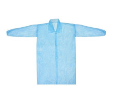 Халат одноразовый на липучках голубой 110 см, 20 г/м2(р-р XXXL), Китай