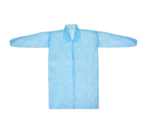 Халат одноразовый на липучках голубой 110 см, 20 г/м2(р-р XXXL), Китай