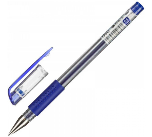 Ручка гелевая синяя 0,5 мм Deli Daily прозр.корпус, резин.держатель . Литва