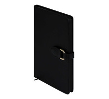 Ежедневник  А5, 120л., недатир. ESCALADA, Буйвол Чёрный, магнитный клапан,(146*211 мм), Китай