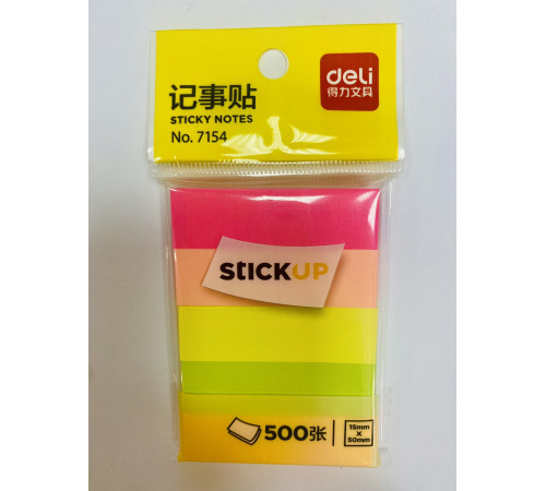 Закладки бумаж. 15*50 мм, 5 цв. * 100л Deli, Китай