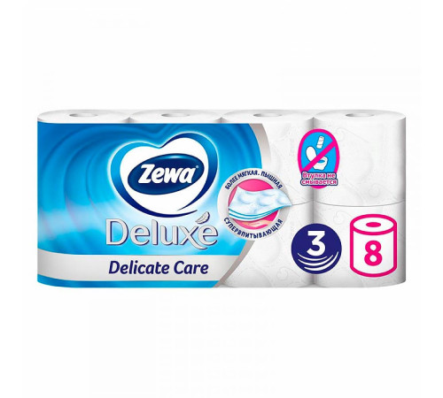 Бумага туалетная «Zewa Deluxе белая»  3-х слойная, 8 рул/упак, РФ