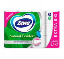 Бумага туалетная «Zewa Нейчерал Комфорт белая»  3-х слойная, 12 рул/упак, РФ