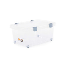 Ёмкость №51 для хранения на колёсиках с крышкой, 620х430х270 мм, 45 л,(корпус бесцветный)