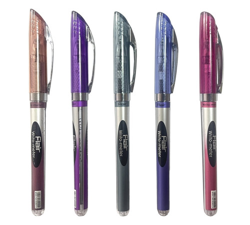 Ручка шариковая синяя 0.6мм, Flair WRITO-METER игольч, с мерной шкалой чернил,  . Индия