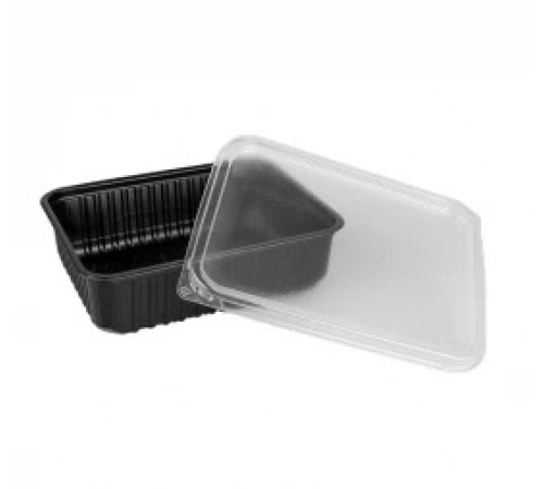 Контейнер черный прямоугольный 179*132мм, 750мл + Крышка, 50шт/уп, РФ