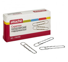 Скрепки 75мм 40шт/упак.гофрированные, оцинкованные Attache, Китай
