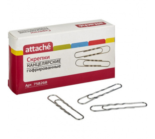 Скрепки 75мм 40шт/упак.гофрированные, оцинкованные Attache, Китай