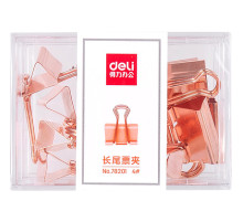 Зажим для бумаг 25 мм, "Deli",  розовое золото ,12 штук/ упак, Китай