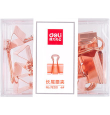 Зажим для бумаг 25 мм, "Deli",  розовое золото ,12 штук/ упак, Китай