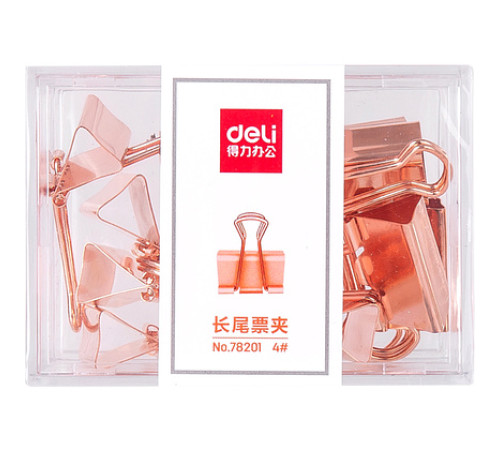 Зажим для бумаг 25 мм, "Deli",  розовое золото ,12 штук/ упак, Китай