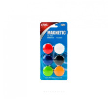 Магниты для доски диам. 30мм, Deli 6 шт, пластик, ассорти, Китай