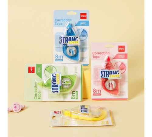 Корректирующая лента  роллер 5мм*8 м  в блист. STRONG, Deli, Китай