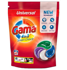 Капсулы универсальные для стирки белья GAMA 4 IN Smart choice 60шт *26 г. Испания