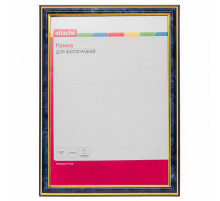 Рамка пластиковая 21*30см ATTACHE, синий /золото, с пастиком, РОССИЯ