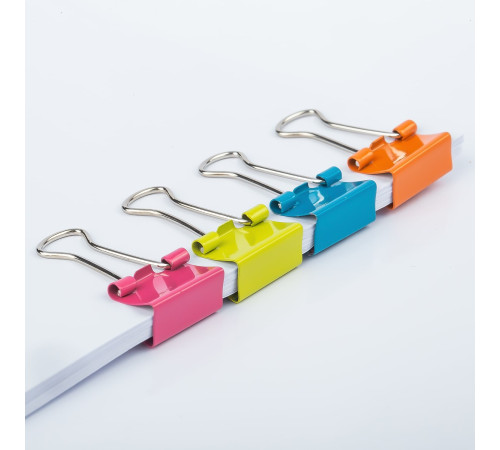Зажим для бумаг 41 мм Deli ЦВЕТНОЙ, (24шт/уп),Китай