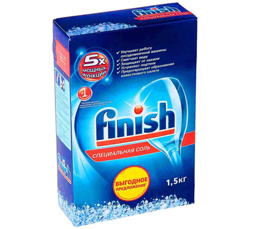1,5кг Соль для посудомоечных машин FINISH Специальная, РФ