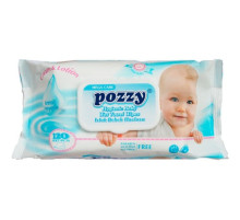 Салфетки влажные 120 шт, Pozzy  для детей с клапаном, голубые, Турция