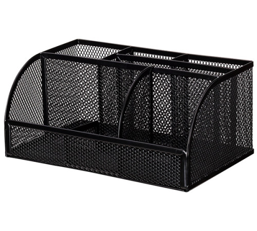 Подставка для канцелярских принадлежностей Deli металл 7 отд-й черная сетка 223*140*100мм,Китай