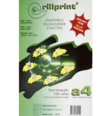 Наклейки А4 105*37 мм, 16 шт/100лист белые Rilprint/ Нидерланды